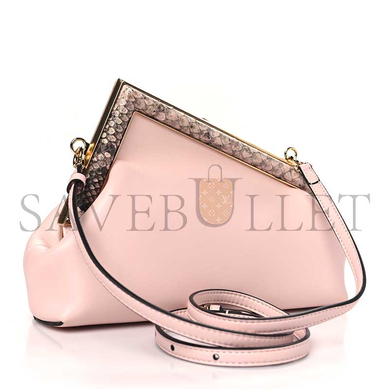 FENDI SHINY NAPPA SNAKESKIN SMALL FENDI FIRST ROSA CONFETTO CIPRIA (26*18*9.5cm) 